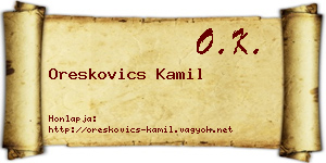 Oreskovics Kamil névjegykártya